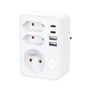 P109PD20 - Rozbočovacia zásuvka 1×16 A + 2×2, 5 A s 2× USB A+C nabíjačkou biela P109PD20 vyobraziť