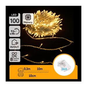 B.V. -LED Vonkajší reťaz 100xLED/8 funkcií 3xAA 10, 3m IP44 teplá biela B10303K1S vyobraziť