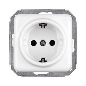 Elhard - Keramická retro domová zásuvka SCHUKO 230 V bez rámčeka, biela KV2101W vyobraziť