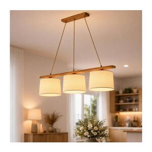 Luster na lanku AIDA 3xE27/15W/230V pr. 25 cm dub/rafia LD-3.98/DĄB RUSTIK/RAFFIA vyobraziť