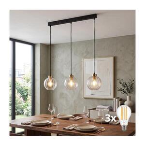 LED luster na lane DEVI 3xE27/15W/230V čierny/číry 4580 vyobraziť