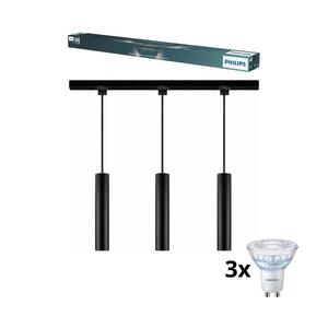 Philips-LED stmievateľný luster na lanku v lištovom systéme EASYLINK 3xGU10/6, 2W/230V 1m čierna P7614+3xP4914 vyobraziť
