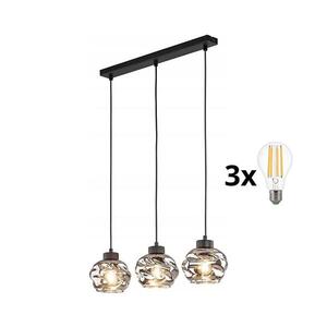 LED luster na lanku ZULIA 3xE27/15W/230V čierna/dymovo čierna 5725 vyobraziť