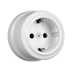 Elhard - Nástenná keramická retro domová zásuvka SCHUKO 230 V biela KN2001W vyobraziť
