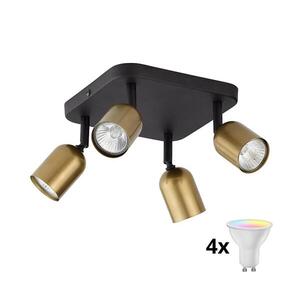 LED RGBW Stmievateľné bodové svietidlo TOP 4xGU10/6, 5W/230V 2700-6500K zlatá/čierna TK3307+4xAI0589 vyobraziť
