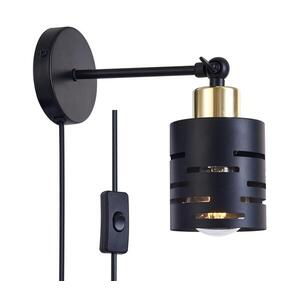 Nástenné bodové svietidlo so spínačom ELEN 1xE27/35W/230V čierna/zlatá ELEN WALL LIGHT WITH CS BLACK vyobraziť