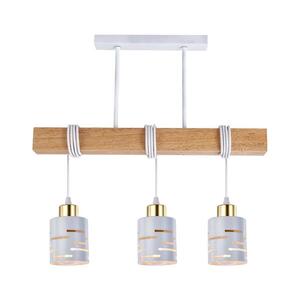 Luster na lanku ELEN 3xE27/35W/230V biela/zlatá/hnedá ELEN PENDANT LIGHT 3WHITE WOOD vyobraziť
