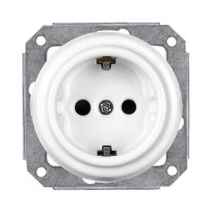 Elhard - Keramická retro domová zásuvka bez rámčeka SCHUKO 230V biela KV2001W vyobraziť