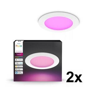 Philips - Sada 2x LED RGBW stmievateľných kúpeľňových podhľadových svietidiel Hue SLIM LED/12W/230V IP44 2xP7620 vyobraziť
