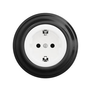 Reblig - Retro domová zásuvka s rámčekom SCHUKO 230V/16A snehovo biela/čierna RG0016+RG0160 vyobraziť