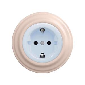 Reblig - Retro domová zásuvka s rámčekom SCHUKO 230V/16A modrá/staroružová RG0119+RG0108 vyobraziť