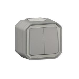 Legrand - Dvojitý schodiskový vypínač č. 6+6 PLEXO IP55 sivý 069715L vyobraziť
