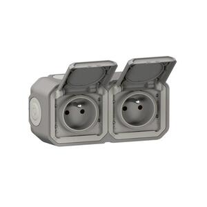 Legrand - Vonkajšia dvojitá zásuvka 250V/16A PLEXO IP55 sivá 069768L vyobraziť