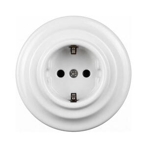 Elhard - Keramická retro zásuvka do domácnosti s rámikom SCHUKO 230V biela EF0088+EF0087 vyobraziť