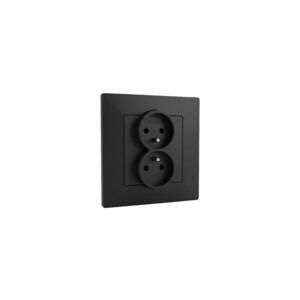 Legrand - Dvojitá domová zásuvka s rámčekom 250V/16A NILOE STEP čierna LR0044+LR0034 vyobraziť