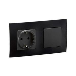 Legrand - domová zásuvka SCHUKO 250V/16A a schodiskový vypínač NILOE, čierne LR0013+LR0114+LR0008 vyobraziť