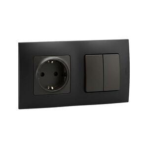 Legrand - Domová zásuvka SCHUKO 250V/16A a dvojitý vypínač č. 5 NILOE čierna LR0013+LR0114+LR0007 vyobraziť