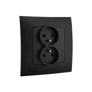 Legrand - Dvojitá domová zásuvka s rámčekom 250V/16A NILOE čierna LR0012+LR0002 vyobraziť