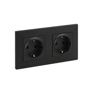Legrand - Dvojitá domová zásuvka SCHUKO 250V/16A NILOE STEP čierna LR0045+LR0116+LR0116 vyobraziť