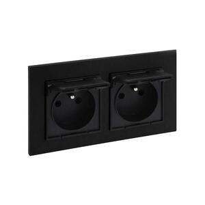 Legrand - Dvojitá vonkajšia zásuvka 250V/16A NILOE STEP IP44 čierna LR0045+LR0035+LR0035 vyobraziť