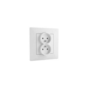 Legrand - Dvojitá domová zásuvka 250V/16A s rámikom NILOE STEP biela LR0060+LR0050 vyobraziť