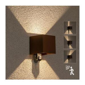 BRILAGI - LED vonkajšie nástenné svietidlo so senzorom CUBE LED/6W/230V hnedé IP65 WO-HR60432S-LED-OEM-RUST vyobraziť