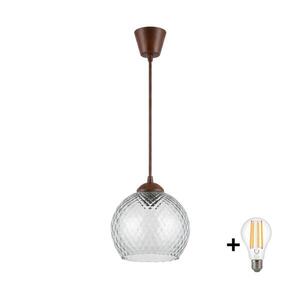 BRILAGI - LED luster na lanku R GLASS 1xE27/60W/230V, priemer 25 cm, hnedá/dymová sivá NSTK7486+TK8611A vyobraziť