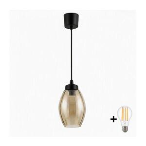 BRILAGI - LED luster s lankom R GLASS 1xE27/60W/230V pr. 17 cm čierna/dymovo-béžová NSTK7499+TK6439A vyobraziť