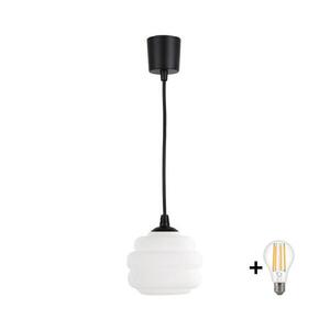 BRILAGI - LED luster na lanku RETRO GLASS 1xE27/60W/230V pr. 20 cm čierna/biela NSTK7639+TK6439A vyobraziť