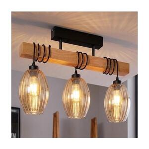BRILAGI - Prisadený luster WOOD GLASS 3xE27/60W/230V borovica/čierna/dýmovo béžová EG44074+3xNSTK7499 vyobraziť