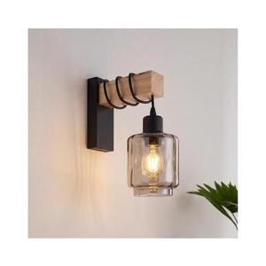 BRILAGI - Nástenné svietidlo WOOD GLASS 1xE27/60W/230V borovica/čierna/dymovo-béžová EG44078+NSTK7399 vyobraziť
