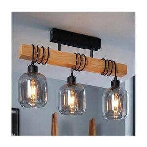 BRILAGI - Prisadený luster WOOD GLASS 3xE27/60W/230V borovica/čierna/dymová sivá EG44074+3xNSTK7758 vyobraziť