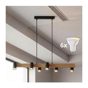 BRILAGI - LED RGBW Stmievateľný luster na lanku SELE 6xGU10/6, 5W/230V čierna/dub BG5274+AI2323 vyobraziť