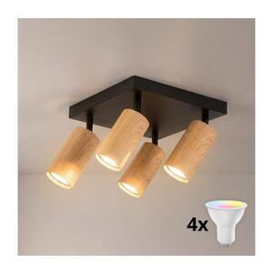 BRILAGI - LED RGBW stmievateľné bodové svietidlo SELE SQUARE 4xGU10/6, 5W/230V čierna/dub BG5265+4xAI0589 vyobraziť
