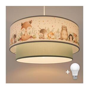 BRILAGI- LED detský luster na lanku BOBO 1xE27/60W/230V pr. 40 cm biela/zelená/so zvieratkami. 8590828051268 vyobraziť