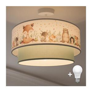 BRILAGI-LED Detské prisadené stropné svietidlo BOBO 1xE27/60W/230V Ø 40 cm biela/zelená/so zvieracím motívom 8590828051275 vyobraziť
