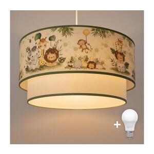 BRILAGI-LED Detský závesný luster na lanku BOBO 1xE27/60W/230V pr.40cm krém./zelená/džungľa 8590828051282 vyobraziť