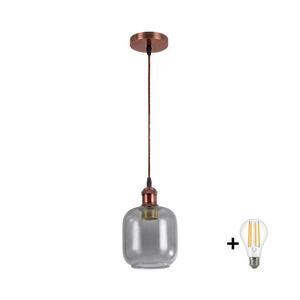 BRILAGI-LED Luster na lanku RETRO GLASS 1xE27/60W/230V pr. 14 cm medená/dymovo sivá NSTK7758+AI0179 vyobraziť