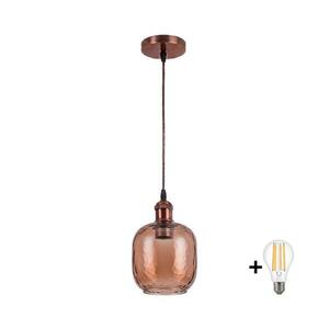 BRILAGI - LED luster na lanku R GLASS 1xE27/60W/230V pr. 14 cm medená/dymová hnedá NSTK7703+AI0179 vyobraziť