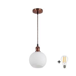 BRILAGI - LED luster na lanku RETRO GLASS 1xE27/60W/230V pr. 15 cm medená/biela NSTK7432+AI0179 vyobraziť