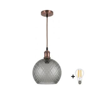 BRILAGI-LED Luster na lanku RETRO GLASS 1xE27/60W/230V priemer 25 cm medený/dymovo šedý NSTK7486+AI0179 vyobraziť