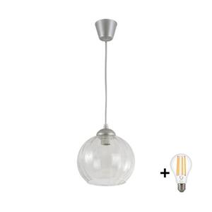 BRILAGI - LED luster na lane RETRO GLASS 1xE27/60W/230V, priemer 25 cm, strieborná/transparentná NSTK7491+TK8612A vyobraziť