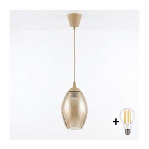 BRILAGI - LED závesný luster na lankovom vedení R GLASS 1xE27/60W/230V, priemer 17 cm, béžová/dymovo-béžová NSTK7499+TK8619A vyobraziť