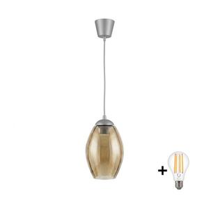BRILAGI - LED luster na lanku GLASS 1xE27/60W/230V pr. 17 cm strieborná/dymovo-béžová NSTK7499+TK8612A vyobraziť