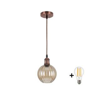 BRILAGI-LED Závesný luster na lanku R GLASS 1xE27/60W/230V priemer 18 cm medená/dymovo-hnedá NSTK7482+AI0179 vyobraziť