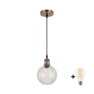 BRILAGI - LED luster na lanku RETRO GLASS 1xE27/60W/230V pr. 18 cm medený/číry NSTK7485+AI0179 vyobraziť