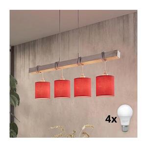 BRILAGI - LED luster na lanku NUBILA 4xE27/60W/230V sivá/červená 1xEG49927A+4xBG1578 vyobraziť