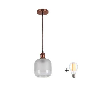 BRILAGI - LED luster na lanku RETRO GLASS 1xE27/60W/230V priemer 14 cm medená/biela NSTK7779+AI0179 vyobraziť