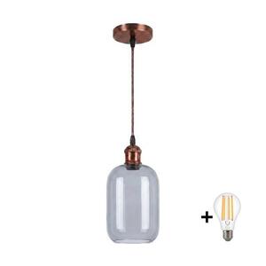 BRILAGI - LED luster na lane R GLASS 1xE27/60W/230V pr. 14 cm medená/dymovo sivá NSTK7757+AI0179 vyobraziť