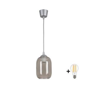 BRILAGI-LED Závesné svietidlo na lanku R GLASS 1xE27/60W/230V pr. 14 cm strieborná/dymovo sivá NSTK7757+TK8612A vyobraziť